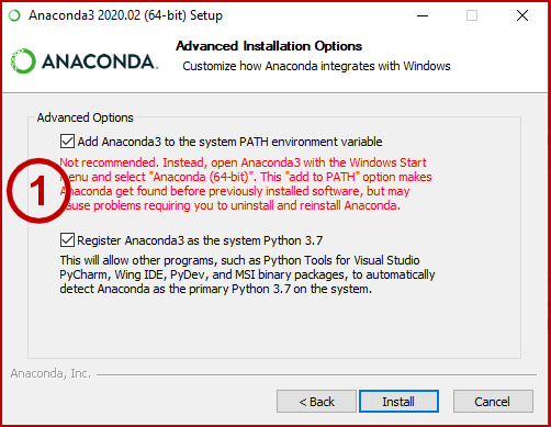 Pick the 'Not recommended' Anaconda Install Option