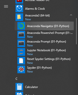 Pick Anacondna Navigator from Start Menu