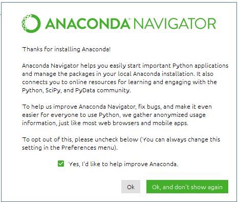 Initial Anaconda Navigator Splash Screen