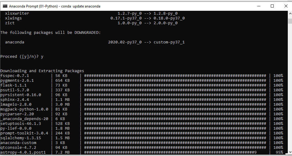 Anaconda Updater Screen in Progress